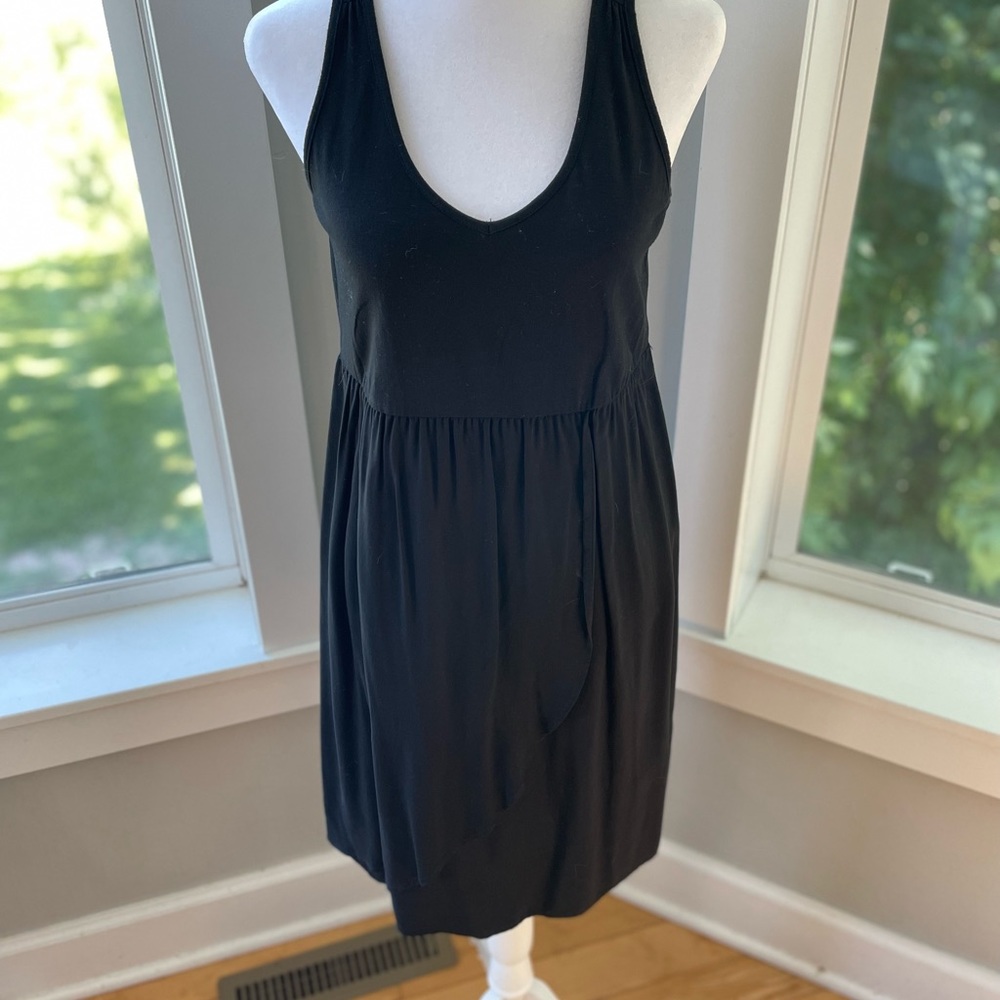 Sonoma Little Black Dress Scoop Neck Faux Wrap Skirt Size XS